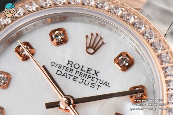 DateJust 28MM Ladies WF RG/SS Diamond MOP Dial Diamond Marker Jubilee Bracelet A2236 - Image 4