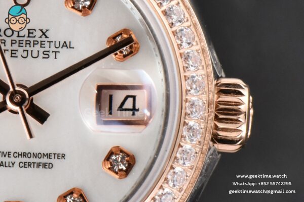 DateJust 28MM Ladies WF RG/SS Diamond MOP Dial Diamond Marker Jubilee Bracelet A2236 - Image 7