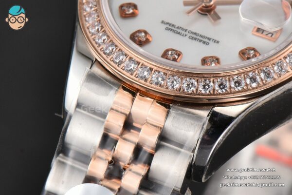 DateJust 28MM Ladies WF RG/SS Diamond MOP Dial Diamond Marker Jubilee Bracelet A2236 - Image 8