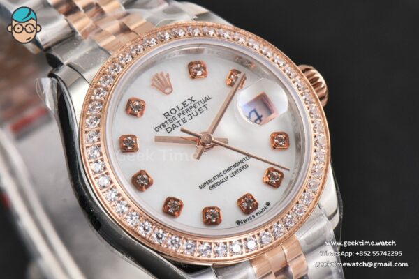 DateJust 28MM Ladies WF RG/SS Diamond MOP Dial Diamond Marker Jubilee Bracelet A2236 - Image 11