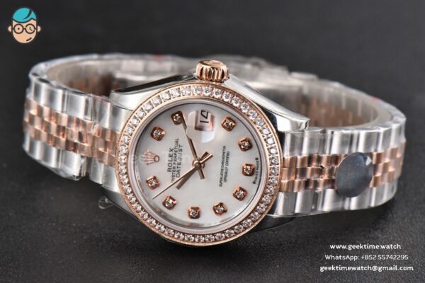 DateJust 28MM Ladies WF RG/SS Diamond MOP Dial Diamond Marker Jubilee Bracelet A2236 - Image 14