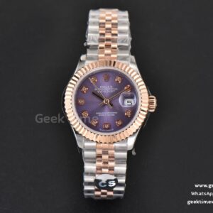 DateJust 28mm Ladies WF RG/SS Purple Dial Diamond Marker Jubilee Bracelet A2236