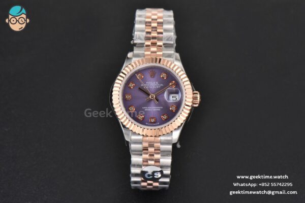DateJust 28MM Ladies WF RG/SS Purple Dial Diamond Marker Jubilee Bracelet A2236 - Image 2