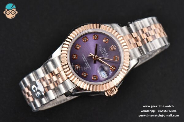 DateJust 28MM Ladies WF RG/SS Purple Dial Diamond Marker Jubilee Bracelet A2236 - Image 3