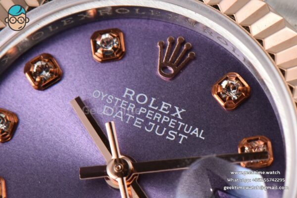 DateJust 28MM Ladies WF RG/SS Purple Dial Diamond Marker Jubilee Bracelet A2236 - Image 4