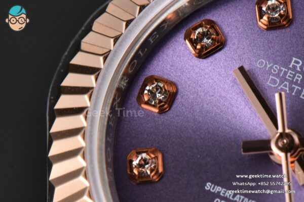 DateJust 28MM Ladies WF RG/SS Purple Dial Diamond Marker Jubilee Bracelet A2236 - Image 5