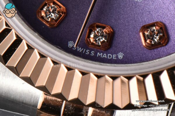DateJust 28MM Ladies WF RG/SS Purple Dial Diamond Marker Jubilee Bracelet A2236 - Image 7
