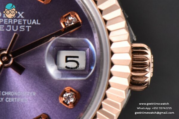 DateJust 28MM Ladies WF RG/SS Purple Dial Diamond Marker Jubilee Bracelet A2236 - Image 8