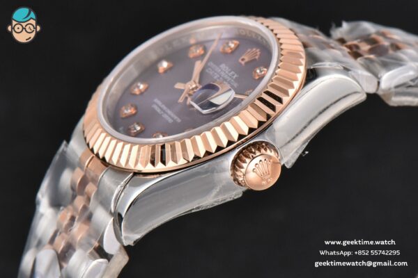 DateJust 28MM Ladies WF RG/SS Purple Dial Diamond Marker Jubilee Bracelet A2236 - Image 10
