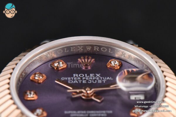 DateJust 28MM Ladies WF RG/SS Purple Dial Diamond Marker Jubilee Bracelet A2236 - Image 12