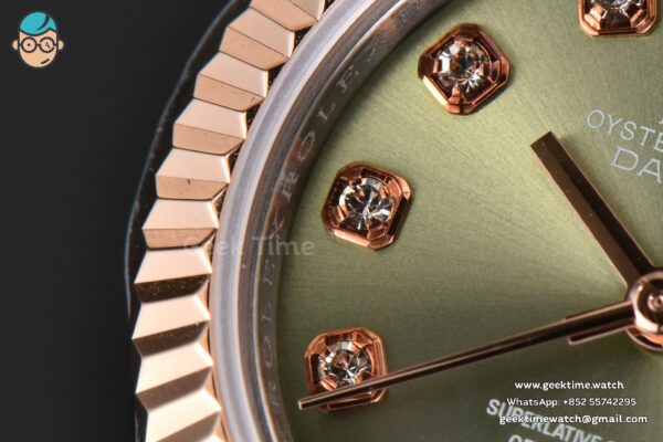 DateJust 28MM Ladies WF RG/SS Green Dial Diamond Marker Jubilee Bracelet A2236 - Image 5