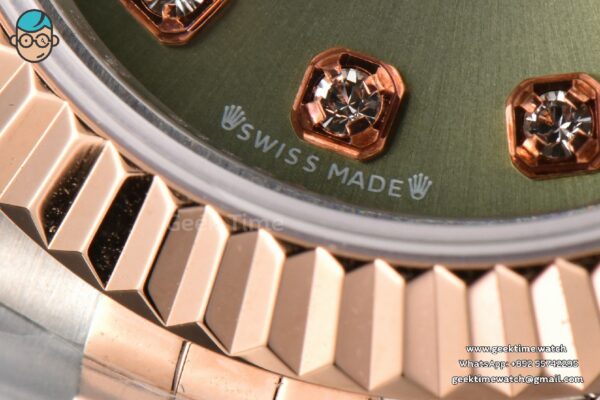 DateJust 28MM Ladies WF RG/SS Green Dial Diamond Marker Jubilee Bracelet A2236 - Image 7