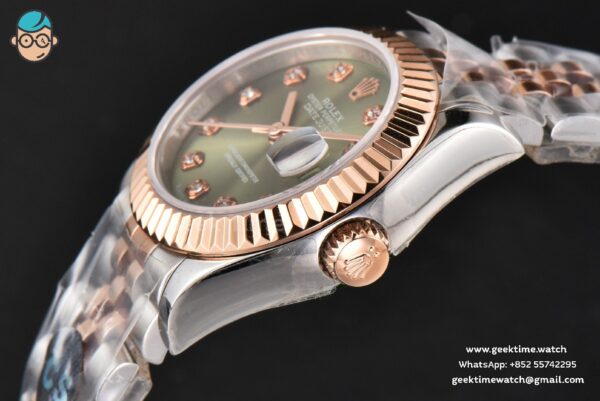 DateJust 28MM Ladies WF RG/SS Green Dial Diamond Marker Jubilee Bracelet A2236 - Image 10