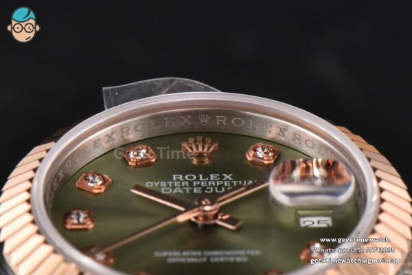 DateJust 28MM Ladies WF RG/SS Green Dial Diamond Marker Jubilee Bracelet A2236 - Image 12