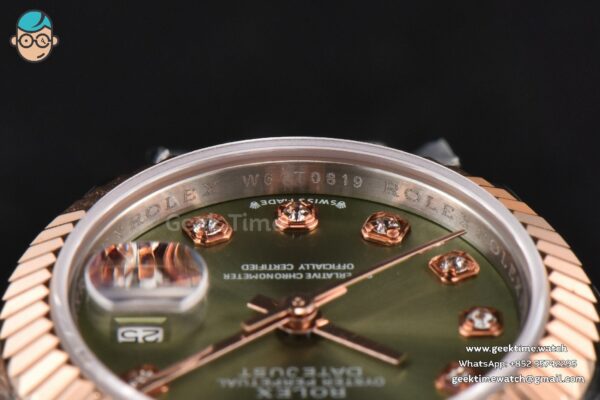 DateJust 28MM Ladies WF RG/SS Green Dial Diamond Marker Jubilee Bracelet A2236 - Image 13