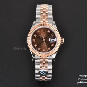 DateJust 28mm Ladies WF RG/SS Brown Dial Diamond Marker Jubilee Bracelet A2236