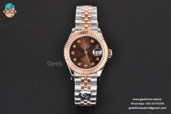 DateJust 28MM Ladies WF RG/SS Brown Dial Diamond Marker Jubilee Bracelet A2236 - Image 2