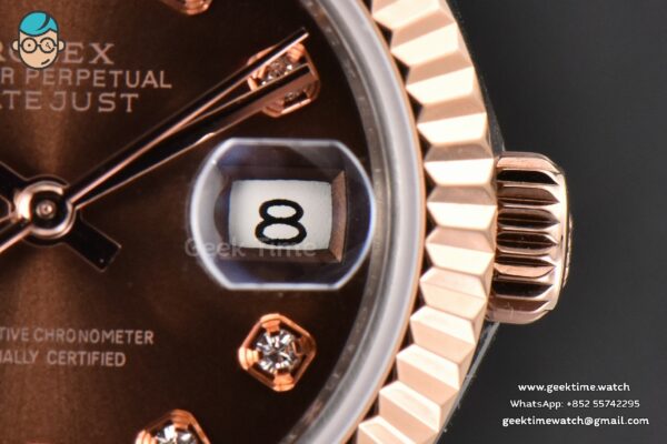 DateJust 28MM Ladies WF RG/SS Brown Dial Diamond Marker Jubilee Bracelet A2236 - Image 13