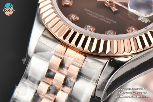 DateJust 28MM Ladies WF RG/SS Brown Dial Diamond Marker Jubilee Bracelet A2236 - Image 14
