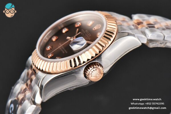 DateJust 28MM Ladies WF RG/SS Brown Dial Diamond Marker Jubilee Bracelet A2236 - Image 17
