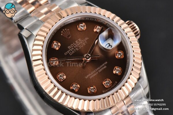 DateJust 28MM Ladies WF RG/SS Brown Dial Diamond Marker Jubilee Bracelet A2236 - Image 18