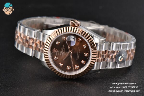 DateJust 28MM Ladies WF RG/SS Brown Dial Diamond Marker Jubilee Bracelet A2236 - Image 24
