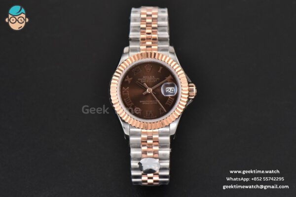 DateJust 28MM Ladies WF RG/SS Brown Dial Roma Marker Jubilee Bracelet A2236 - Image 2