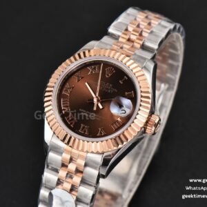 DateJust 28MM Ladies WF RG/SS Brown Dial Roma Marker Jubilee Bracelet A2236