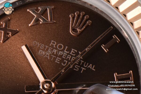 DateJust 28MM Ladies WF RG/SS Brown Dial Roma Marker Jubilee Bracelet A2236 - Image 4
