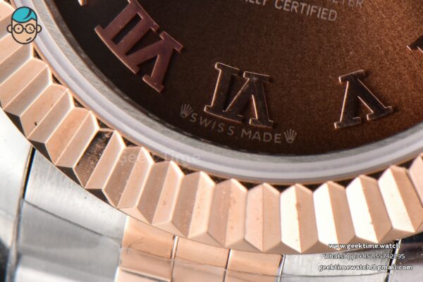 DateJust 28MM Ladies WF RG/SS Brown Dial Roma Marker Jubilee Bracelet A2236 - Image 7