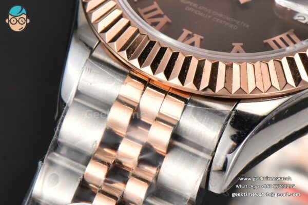 DateJust 28MM Ladies WF RG/SS Brown Dial Roma Marker Jubilee Bracelet A2236 - Image 10