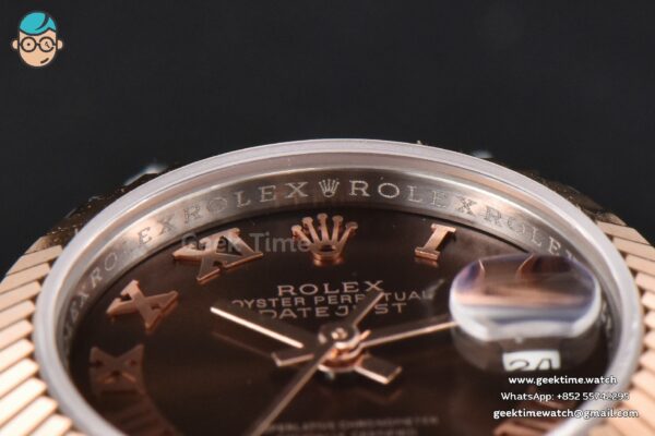 DateJust 28MM Ladies WF RG/SS Brown Dial Roma Marker Jubilee Bracelet A2236 - Image 12