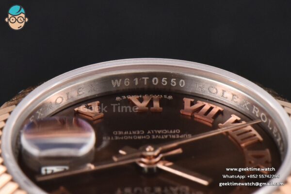 DateJust 28MM Ladies WF RG/SS Brown Dial Roma Marker Jubilee Bracelet A2236 - Image 13