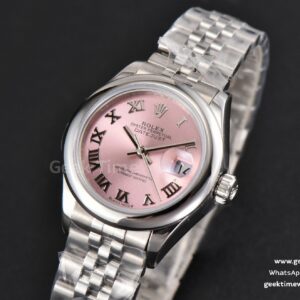 DateJust 28MM Ladies WF Smooth Bezel Pink Dial Roma Marker Jubilee Bracelet A2236