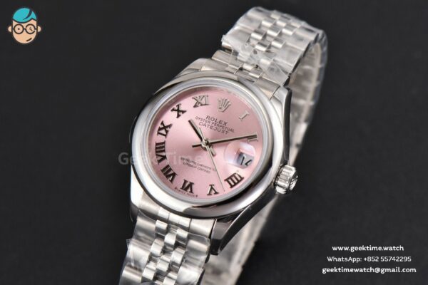 DateJust 28MM Ladies WF Smooth Bezel Pink Dial Roma Marker Jubilee Bracelet A2236