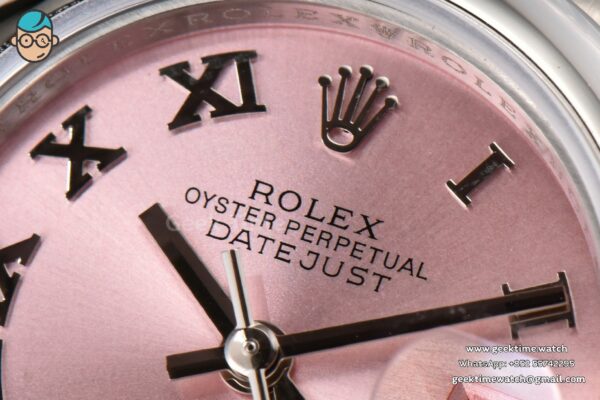 DateJust 28MM Ladies WF Smooth Bezel Pink Dial Roma Marker Jubilee Bracelet A2236 - Image 4