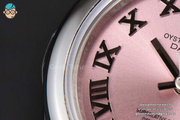 DateJust 28MM Ladies WF Smooth Bezel Pink Dial Roma Marker Jubilee Bracelet A2236 - Image 5