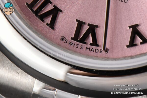 DateJust 28MM Ladies WF Smooth Bezel Pink Dial Roma Marker Jubilee Bracelet A2236 - Image 7