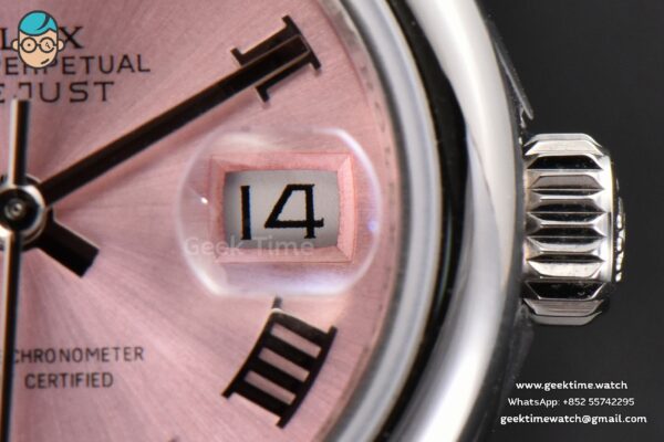 DateJust 28MM Ladies WF Smooth Bezel Pink Dial Roma Marker Jubilee Bracelet A2236 - Image 8