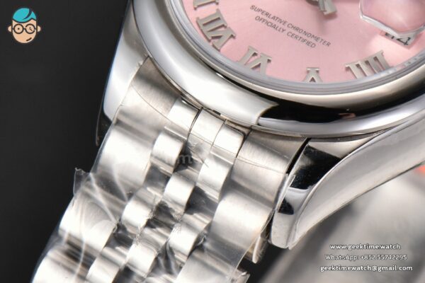 DateJust 28MM Ladies WF Smooth Bezel Pink Dial Roma Marker Jubilee Bracelet A2236 - Image 10