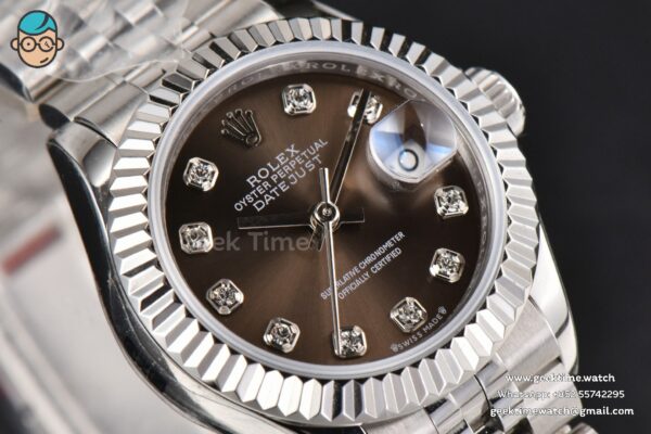 DateJust 28MM Ladies WF Gray Dial Diamond Marker Jubilee Bracelet A2236 - Image 10