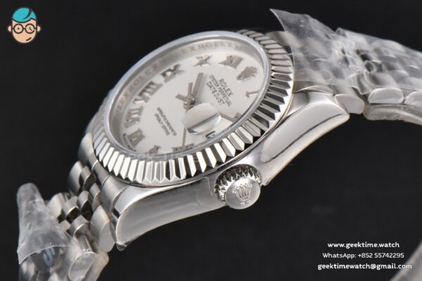 DateJust 28MM Ladies WF White Dial Roma Marker Jubilee Bracelet A2236 - Image 10