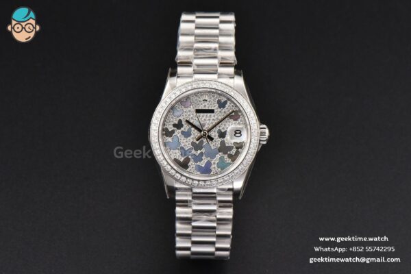 DateJust 31MM Ladies 904L WF Diamond Butterfly Dial Oyster Bracelet A2671 - Image 2