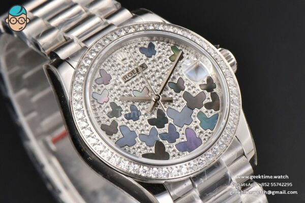 DateJust 31MM Ladies 904L WF Diamond Butterfly Dial Oyster Bracelet A2671 - Image 8