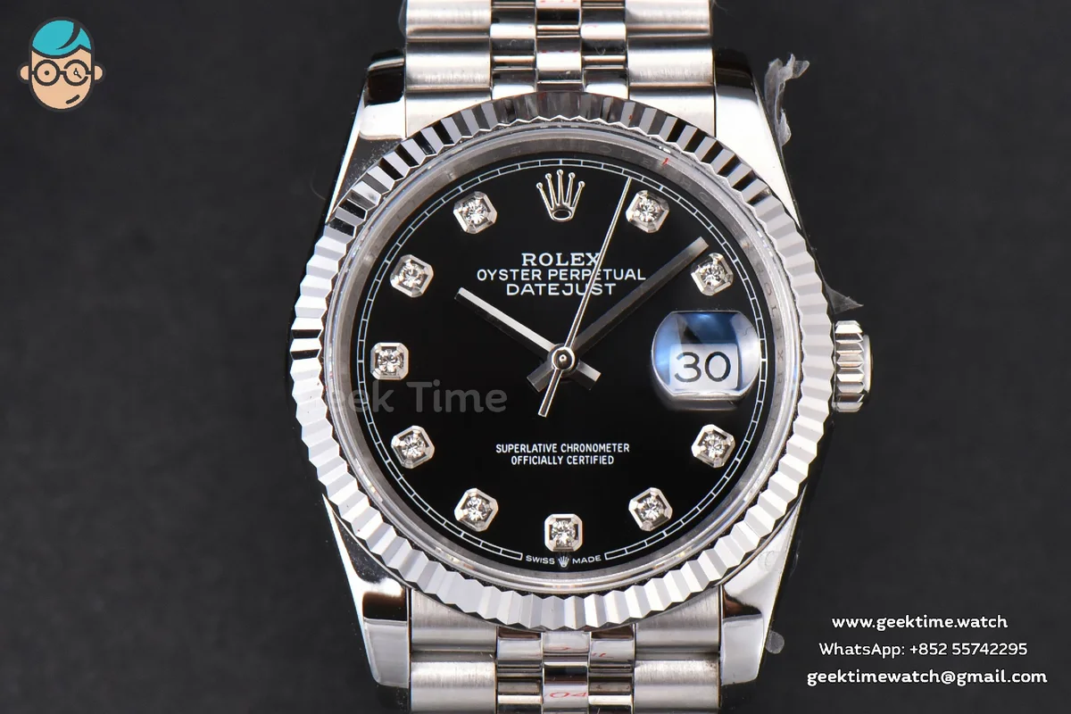 DateJust 36mm SS GMF Black Dial Diamond Marker Jubilee Bracelet VR3235