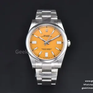 Oyster Perpetual 124300 41mm 904L Clean CF Yellow Dial SS Bracelet VR3230
