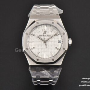 Royal Oak 15500 41mm JF White Textured Dial SS Bracelet A4302 Super Clone
