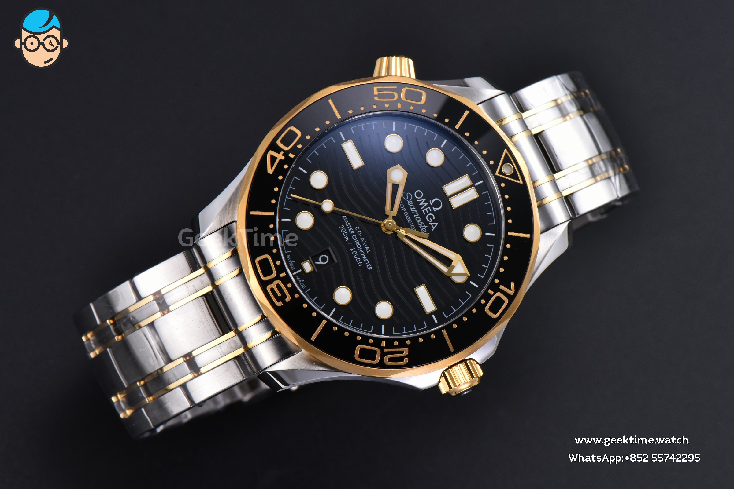 Seamaster Diver 300M 42mm VSF YG/SS Black Dial Metal Bracelet And Rubber Strap Clone VS8800 V4(Free rubber strap) - Image 2