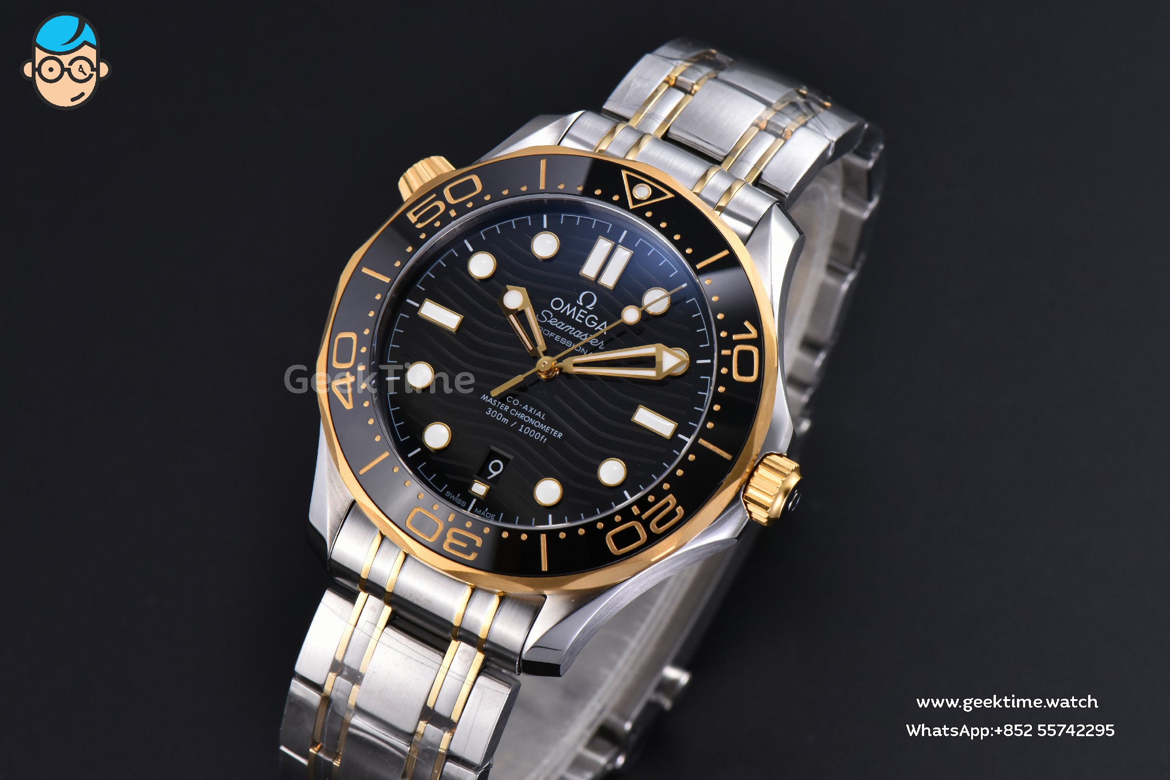 Seamaster Diver 300M 42mm VSF YG/SS Black Dial Metal Bracelet And Rubber Strap Clone VS8800 V4(Free rubber strap) - Image 3