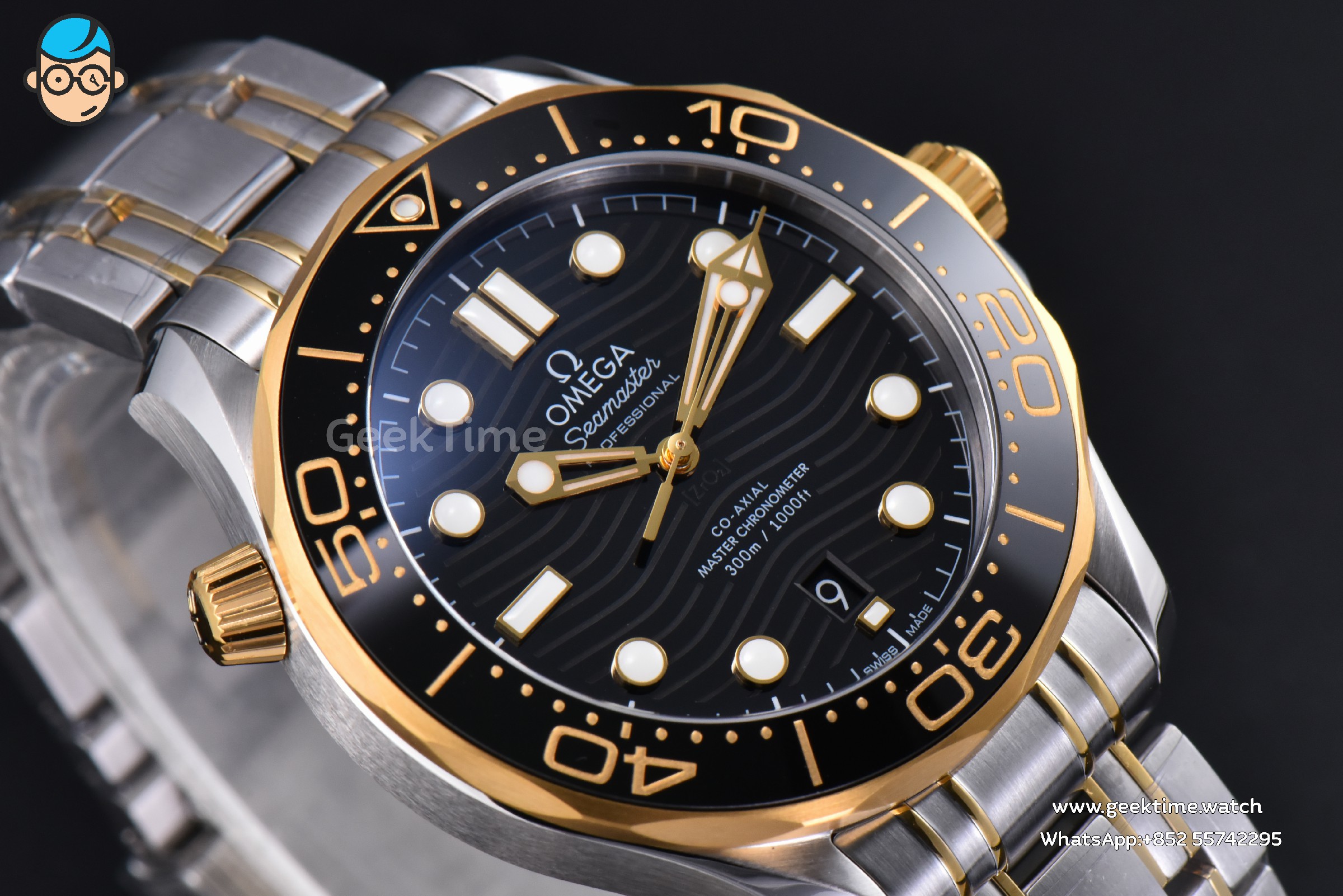 Seamaster Diver 300M 42mm VSF YG/SS Black Dial Metal Bracelet And Rubber Strap Clone VS8800 V4(Free rubber strap) - Image 9